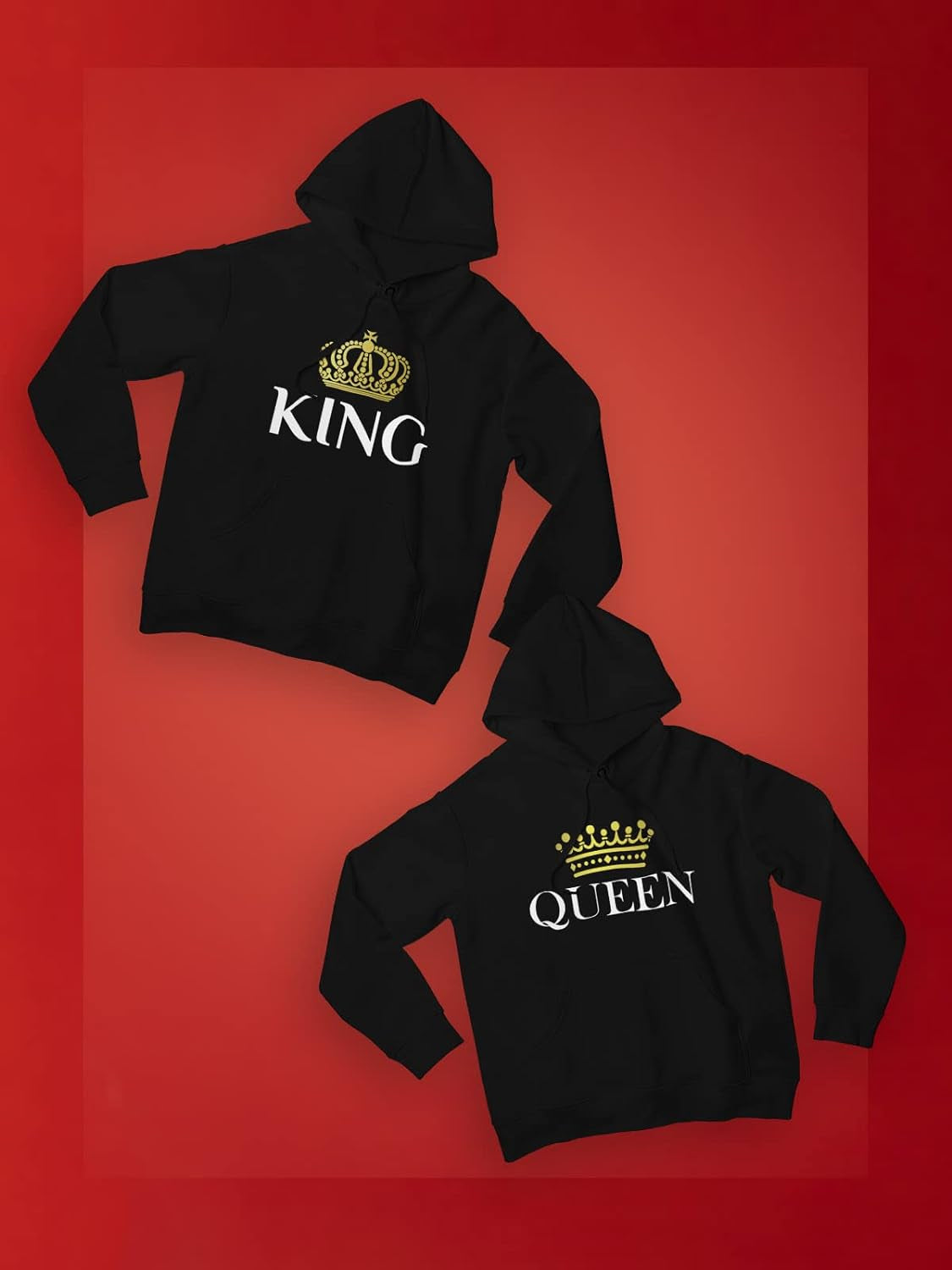 King and Queen Hoodies Set for His and Hers Sweatshirts Matching Couple Hoodies