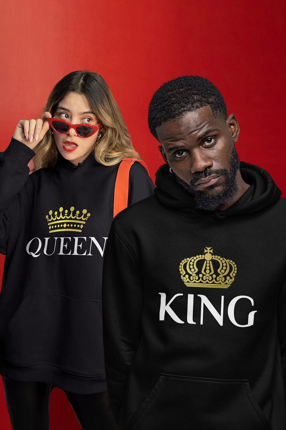 King and Queen Hoodies Set for His and Hers Sweatshirts Matching Couple Hoodies